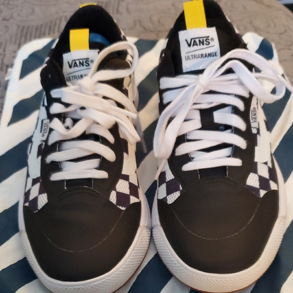 Vans Ultrarange Black and White Checkered Sneakers Customs